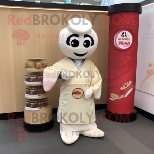 Cream Sushi mascot costume character dressed with a Jeggings and Coin purses