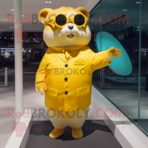 Yellow Hamster mascot costume character dressed with a Swimwear and Cufflinks