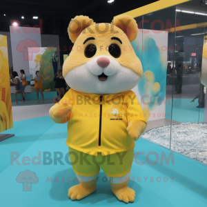 Gul hamster maskot kostume...