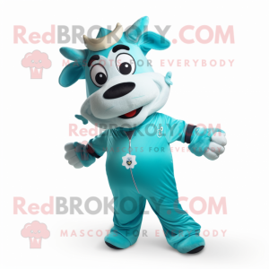 Cyan Jersey Cow maskot...