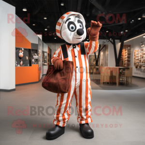 Rust Mime mascot costume character dressed with a Playsuit and Tote bags
