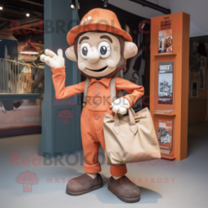 Rust Mime mascot costume character dressed with a Playsuit and Tote bags