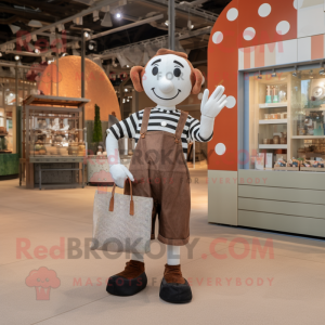 Rust Mime mascot costume character dressed with a Playsuit and Tote bags