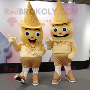 Gold Ice Cream Cone maskot...