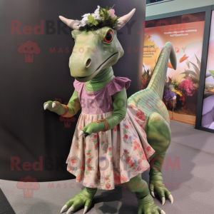 nan Parasaurolophus mascot costume character dressed with a Dress and Headbands