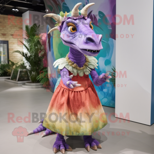 nan Parasaurolophus mascot costume character dressed with a Dress and Headbands