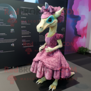 nan Parasaurolophus mascot costume character dressed with a Dress and Headbands