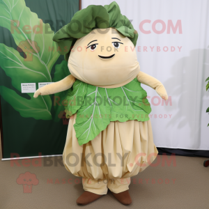 Tan Cabbage Leaf maskot...