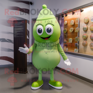 Olive Candy mascot costume character dressed with a Long Sleeve Tee and Tote bags