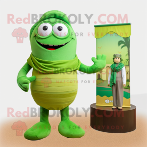 Green Falafel mascot costume character dressed with a Swimwear and Ties