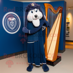 Navy Celtic Harp maskot...