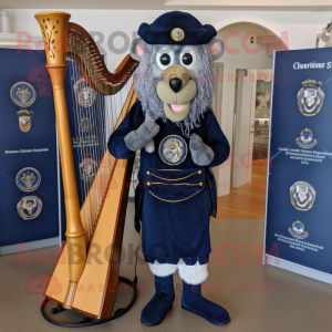 Marinblå Celtic Harp maskot...