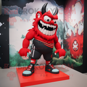 nan Demon mascot costume character dressed with a Tank Top and Shoe laces