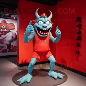 nan Demon mascot costume character dressed with a Tank Top and Shoe laces