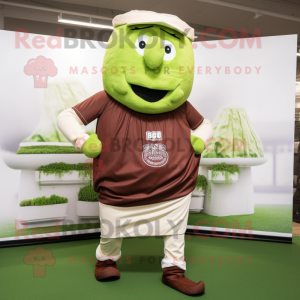 Brown Corned Beef And Cabbage mascot costume character dressed with a Leggings and Suspenders