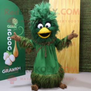 Forest Green Biryani mascot costume character dressed with a Maxi Dress and Hairpins