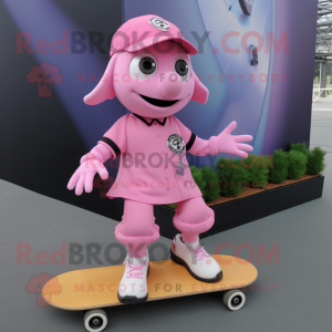 Rosa skateboard maskotdräkt...