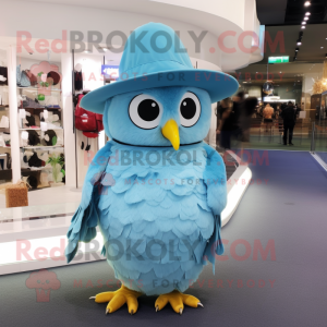 Sky Blue Owl maskot kostume...