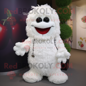 White Raspberry mascot costume character dressed with a Cover-up and Cummerbunds