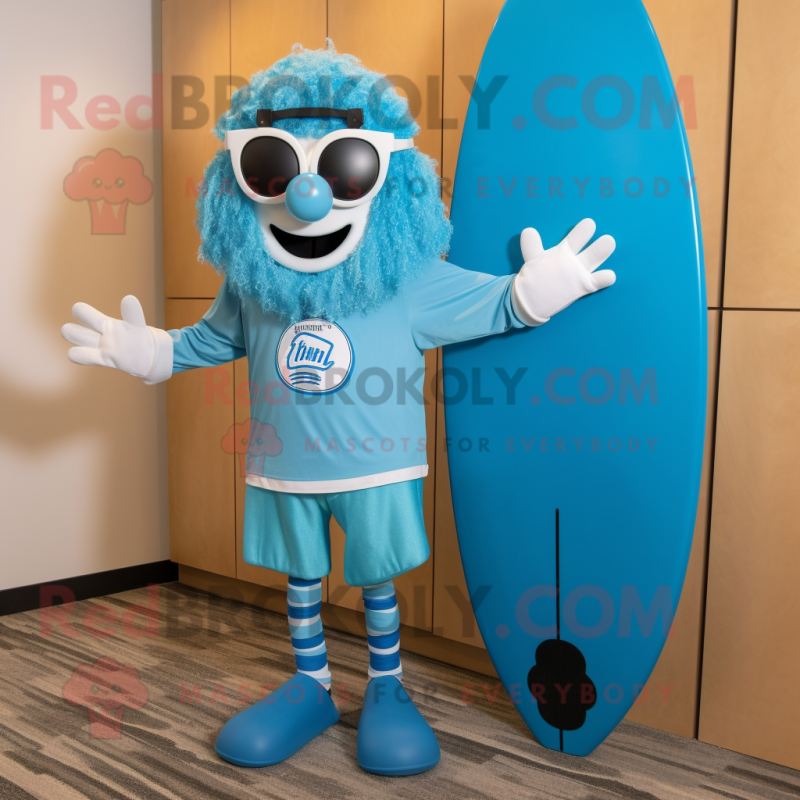 Blue Chief mascot costume character dressed with a Board Shorts and Eyeglasses