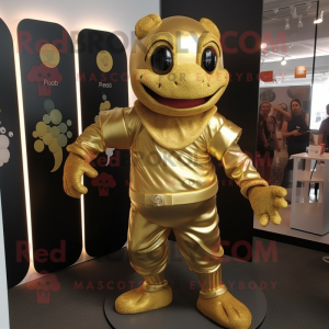 Gold But mascot costume character dressed with a Romper and Anklets