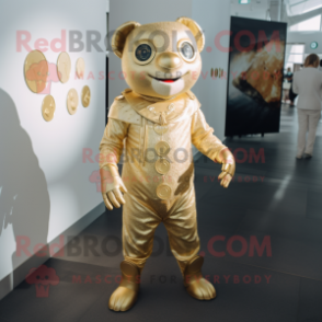 Gold But mascot costume character dressed with a Romper and Anklets