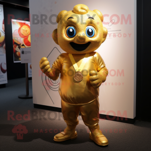 Gold But mascot costume character dressed with a Romper and Anklets