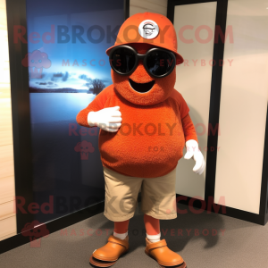 Rust Oyster mascot costume character dressed with a Leggings and Sunglasses