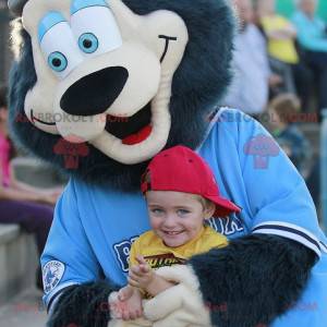 Alle haarigen Schwarzbären Maskottchen mit blauen Augen -