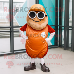 Rust Oyster mascot costume character dressed with a Leggings and Sunglasses