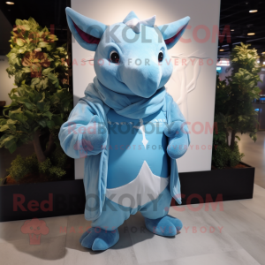 Sky Blue Rhinoceros maskot...