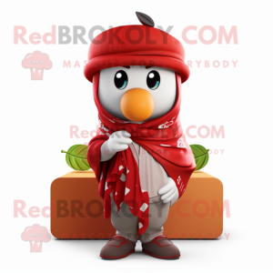 Red Apple mascot costume character dressed with a Chinos and Shawls