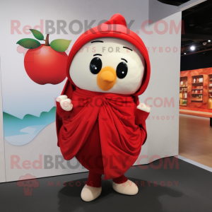 Red Apple mascot costume character dressed with a Chinos and Shawls