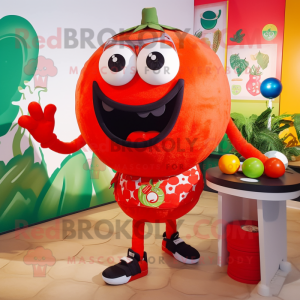 Red Tomato mascot costume character dressed with a Bikini and Bracelets