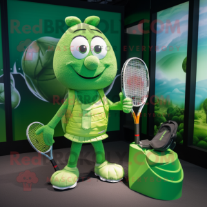 Grön tennisracket maskot...
