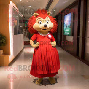 Red Hedgehog maskot kostym...