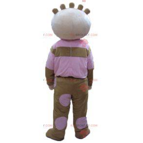 Mascotte bruine en roze pop - Redbrokoly.com