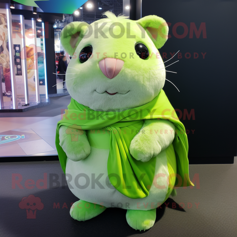 Lime Green Hamster mascot costume character dressed with a Midi Dress and Scarves Lime Green Hamster mascot costume character dressed with a Midi Dress and Scarves