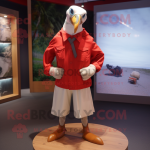 Red Albatross mascot costume character dressed with a Trousers and Belts