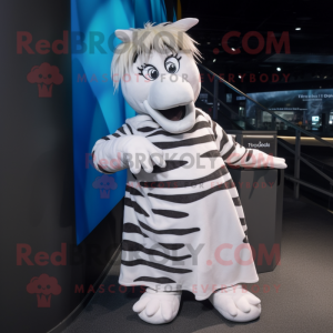 White Zebra mascot costume character dressed with a Wrap Skirt and Mittens