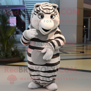 White Zebra mascot costume character dressed with a Wrap Skirt and Mittens