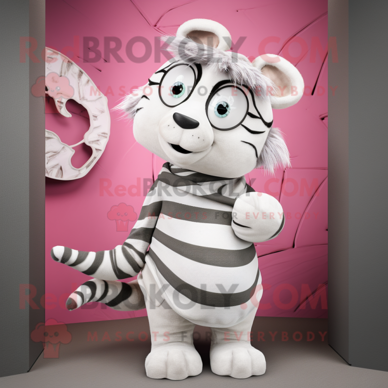 White Zebra mascot costume character dressed with a Wrap Skirt and Mittens