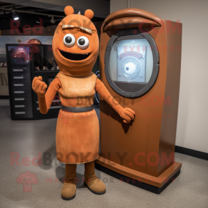 Rust Television mascot costume character dressed with a Sheath Dress and Rings