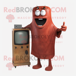 Rust Television mascot costume character dressed with a Sheath Dress and Rings