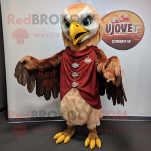 Rust Hawk mascot costume character dressed with a Skirt and Wraps