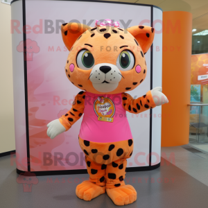 Peach Jaguar maskot kostym...