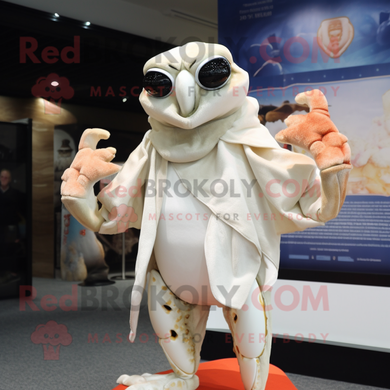 Cream Crab mascot costume character dressed with a V-Neck Tee and Shawls