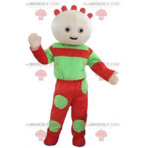 Groene en rode babypopmascotte - Redbrokoly.com