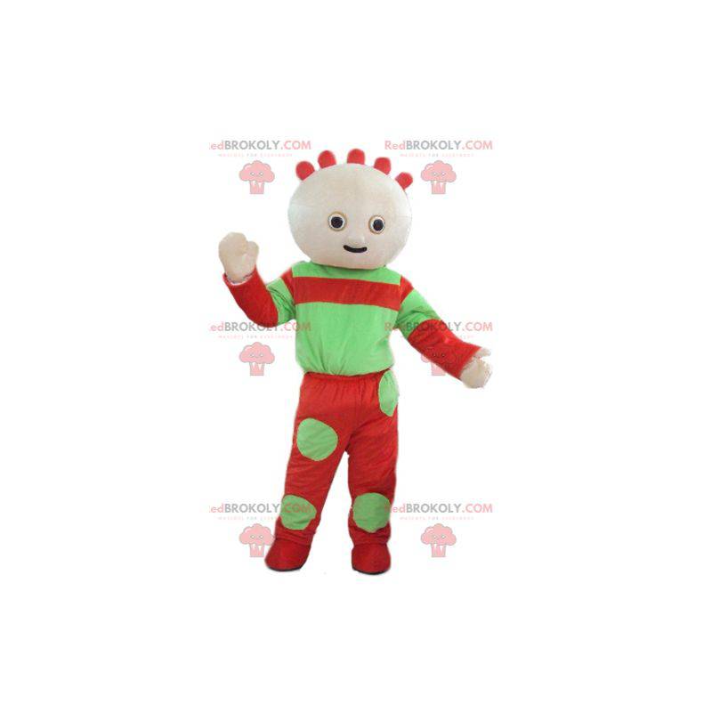 Green and red baby doll mascot - Redbrokoly.com