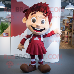Maroon Tooth Fairy mascot costume character dressed with a Oxford Shirt and Shoe laces